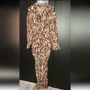 Fashion Nova - Safari Vibes Maxi Dress - Brown Combo 1X